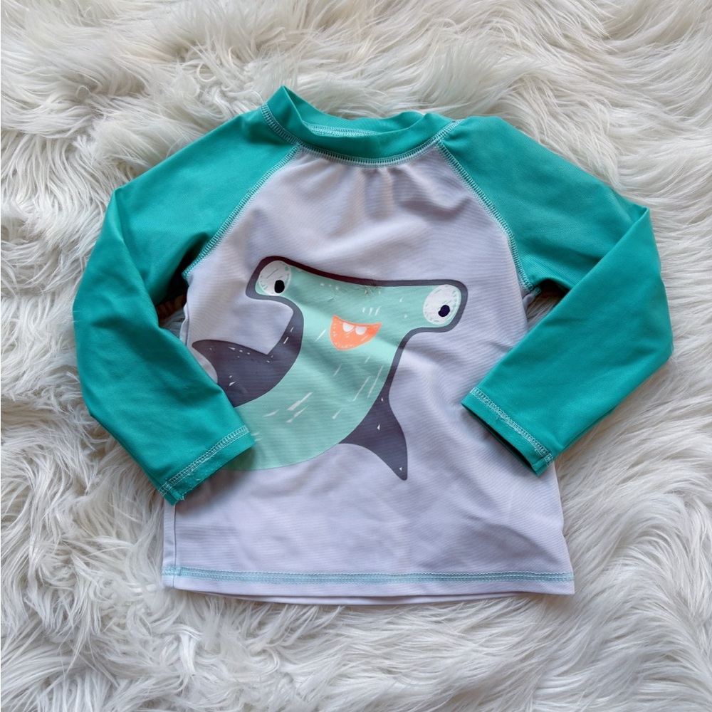 Cat & Jack Green and White Rashguard for Swim